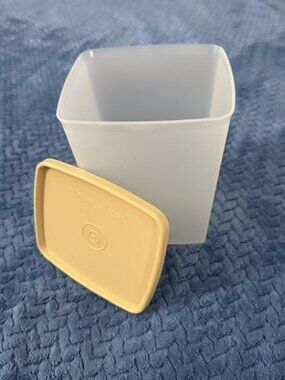 Vintage Tupperware Sheer Square Round Container #1311 & Almond Lid #310